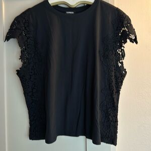 Express Size XL Black lace sleeves and down sides top